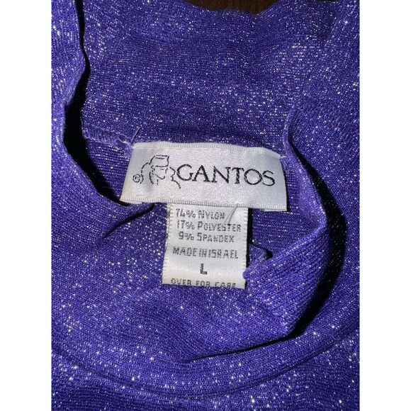Gantos Vintage Women's Size Large Purple Sparkle Mock Neck Tank Top Stretch - Picture 9 of 9